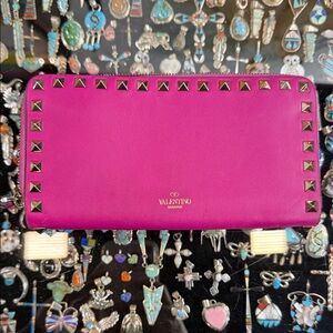 Valentino Fuchsia Studded Women's Wallet